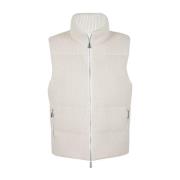 Eleventy Kashmir Lurex Vadderad Ull Gilet Beige, Dam