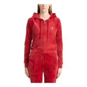 Juicy Couture Dragsko Dragkedja Enfärgad Logga Hoodie Red, Dam