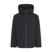 Jil Sander Svart Nylon Huva Dragkedja Kappa Black, Herr