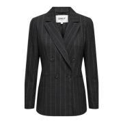 Only Pinstripe Grå Blazer med Reverskrage Gray, Dam