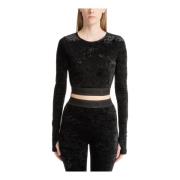 Versace Jeans Couture Enkel Logo Crop Top Black, Dam