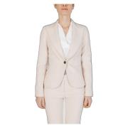 Rinascimento Snygg Reverskrage Button-Up Blazer Beige, Dam