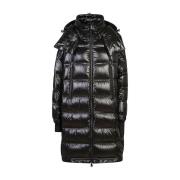 Moncler Svart vadderad kappa med dragkedja Black, Dam