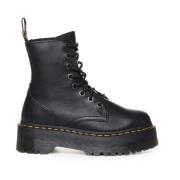 Dr. Martens Svarta Läderplattformsstövlar Black, Dam