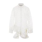 Comme des Garçons Vit Spets Skjorta med Ryschdetaljer White, Dam