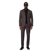 Boggi Milano Herringbone Suit i ren Super 131 ull Gray, Herr