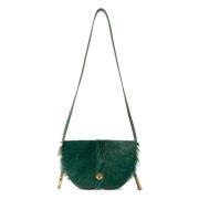 Burberry Schack Satchel Väska Läder Italien Green, Dam