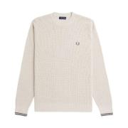 Fred Perry Kräm Crew Neck Sweater Aw24 White, Herr