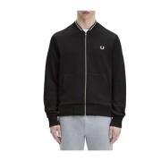 Fred Perry Svart Bomber Zip Tröja Black, Herr