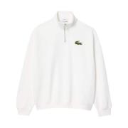 Lacoste Vit Halv-Zip Sweatshirt Essentiell Sportkläder White, Herr