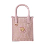 Versace Logo Jacquard Mini Toteväska Pink, Dam