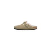 Birkenstock Shearling Boston Modell Sandaler Beige, Herr