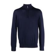 Brunello Cucinelli Lupetto C/Zip M/L Sweaters Blue, Herr