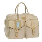 Prada Vintage Pre-owned Nylon handvskor Beige, Dam