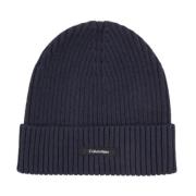 Calvin Klein Klassisk Bomull Rib Beanie Mössa Blue, Herr