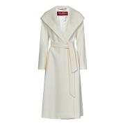 Max Mara Vit Ullkappa med Huva White, Dam