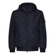 Stone Island Blå Vadderad Vindtät Jacka med Huva Blue, Herr