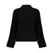 Geisha Kabel Sköldpaddhals Pullover Sweater Black, Dam