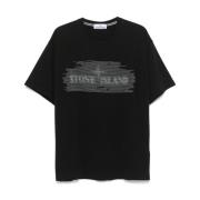 Stone Island Svart Bomull Jersey T-shirt Black, Herr