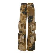 Blumarine Cargo Patch Camo Print Byxor Multicolor, Dam