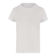 Pinko Bomull Crew Neck T-shirt Broderad Logo White, Dam