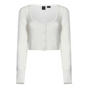 Pinko Vit Stickad Kofta Aw24 White, Dam