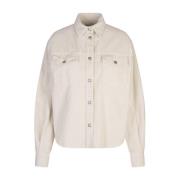 Jacob Cohën Vit Corduroy Overshirt med Klassisk Krage White, Dam