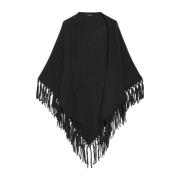 Max Mara Weekend Lyxig Tornado Poncho med Butterfly Motif Black, Dam