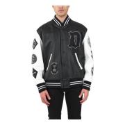 Dondup Läder Collegejacka med Patches Black, Herr