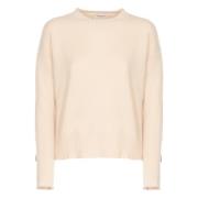 Kangra Kashmir Crew Neck Tröja Kvinna Beige, Dam