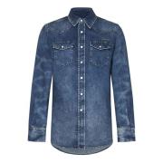 Givenchy Blå Slim-Fit Broderad Skjorta Blue, Herr