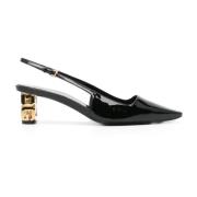 Givenchy Svarta Lackläder Slingback Klackar Black, Dam