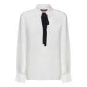 Max Mara Vit Siden Crêpe de Chine Blus White, Dam