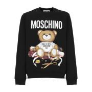 Moschino Svart bomullssweatshirt med Teddy Bear-tryck Black, Herr