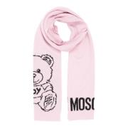 Moschino Abstrakt Ullhalsduk med Logotyp Pink, Dam