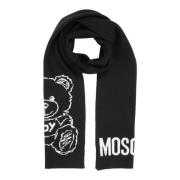 Moschino Abstrakt ullhalsduk med logotyp Black, Dam