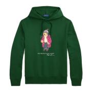 Ralph Lauren Nevis Holiday Bear Fleece Popover Hoodie Vintage Pine-S G...