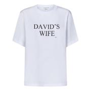 Victoria Beckham Vit T-shirt med 'Davids Fru' Slogan White, Dam