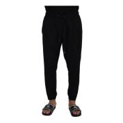 Dolce & Gabbana Svarta Herrars Ull Sweatpants Ikoniskt Logotyp Black, ...