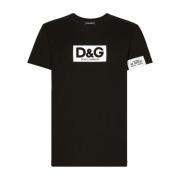 Dolce & Gabbana Logo Print Svart T-shirt Polo Black, Herr