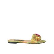 Dolce & Gabbana Grön Kristall Jacquard Slingback Sandaler Multicolor, ...