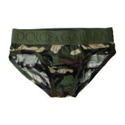 Dolce & Gabbana Camouflage Brief Underkläder Grön Elastisk Green, Herr