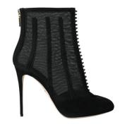 Dolce & Gabbana Svarta Mesh Booties Ankelboots Black, Dam