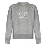 C.p. Company Grå Sweatshirt Aw24 Elegant Logo Brodyr Gray, Herr