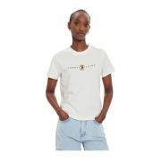 Tommy Jeans Broderad logotyp bomull T-shirt - Vit White, Dam