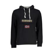 Napapijri Svart Bomullshoodie med Applique Black, Herr