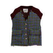 Essentiel Antwerp Bordeaux Tweed Oversized Vest Multicolor, Dam