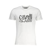 Cavalli Class Tryck Logo Kortärmad Bomull T-shirt White, Herr