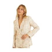 Alma EN Pena Blazer textur juvel knappar Beige, Dam