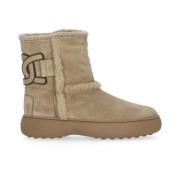 Tod's Beige Mocka Läder Ankelboots med Shearling Detaljer Beige, Dam